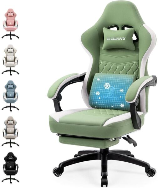 Gaming Stuhl mit Massage-Funktion und Fußstütze - Ergonomischer PC Stuhl in