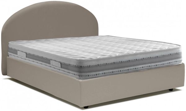 Dmora Doppelbett Ayur, Bettkasten mit Kunstlederbezug, 100 % Made in Italy, Öffnung vorne, inklusive Matratze 160 x 200 cm, Taupe