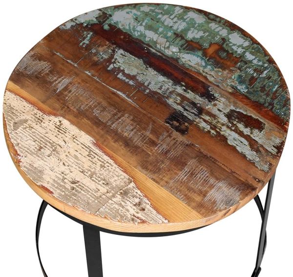 vidaXL 2-tlg. Couchtisch-Set Altholz Massiv Rund 40cm/50cm 244007 Bild 6