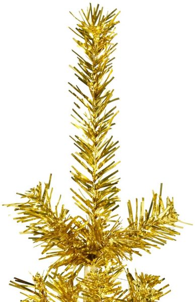 vidaXL Künstlicher Halb-Weihnachtsbaum mit Ständer Schlank Gold 210 cm 344592 Bild 4