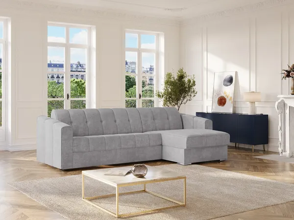 Vente-unique - DARIELO Sofa Stoff Grau - B 223 cm152 cm x H 90 cm x L 295 cm