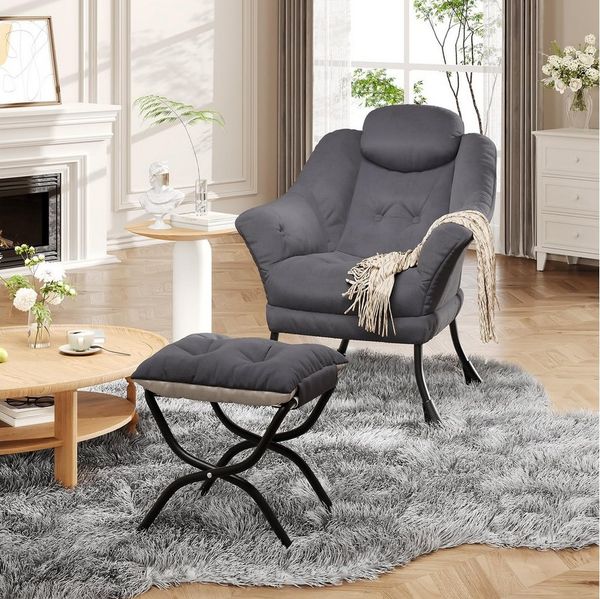 GarveeMore Ohrensessel Relaxsessel mit Hocker Ohrensessel Polstersessel Faulsessel