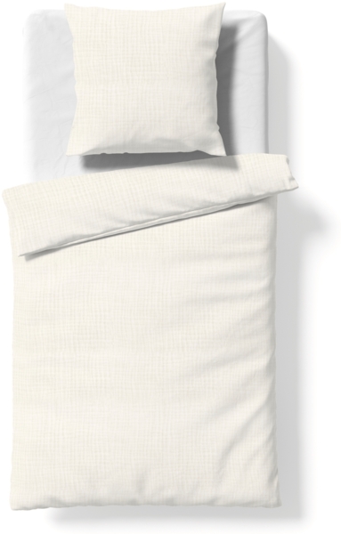 Fleuresse Musselin Bettwäsche 155x220 Faro elfenbein uni Crinkle-Optik 614446-1109