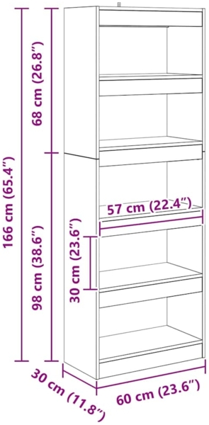 vidaXL Bücherregal Artisan-Eiche 60 x 30 x 166 cm Holzwerkstoff 880460 Bild 9