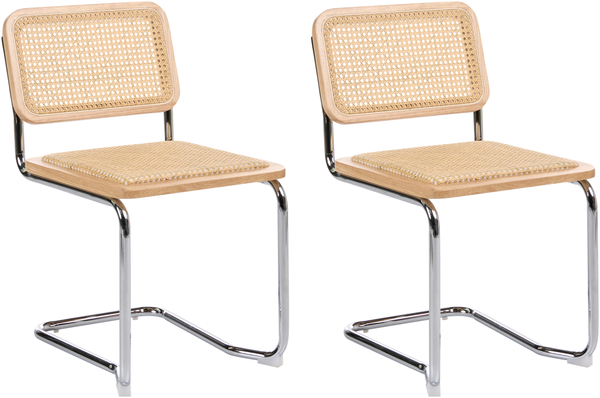 Esszimmerstuhl 2er Set CORDOVA Rattan Heller Holzfarbton