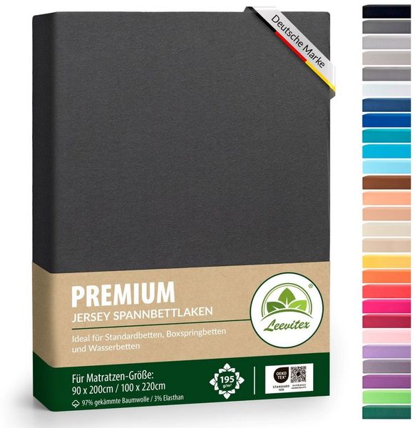 leevitex® Spannbettlaken Premium Spannbettlaken, 97% Mako-Jersey-Baumwolle und 3% Elasthan, Gummizug: rundum, blickdicht, Anti-Pilling, 97% Baumwolle, 3% Elasthan, 40 cm Steg Bild 5