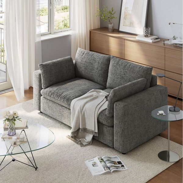 Woltu Sofa, für 2 Sitzer, Couch mit abnehmbarem Chenille-Bezug, 180x83x91 cm