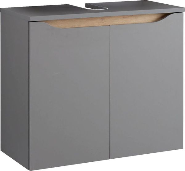 Saphir Waschbeckenunterschrank Quickset Unterbeckenschrank, 60 cm breit, 2 Türen Waschbeckenschrank mit Siphonausschnitt, ohne Waschbecken, grifflos