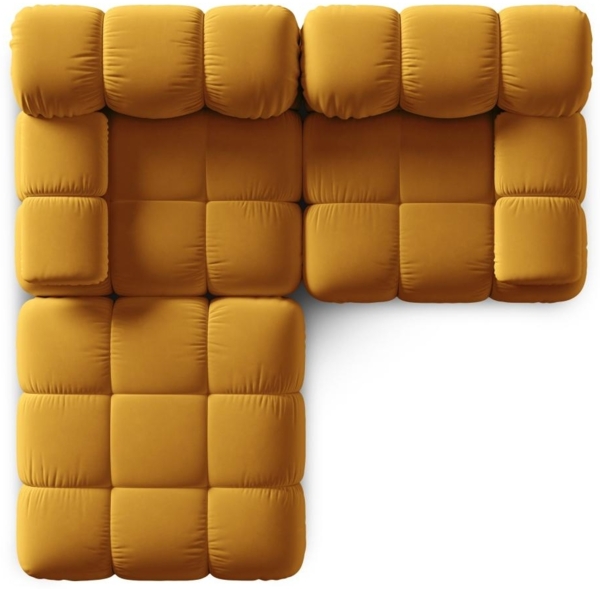Micadoni Modulares Sofa Bellis 3-Sitzer mit flachem Modul Samtstoff Riviera Gelb Bild 4