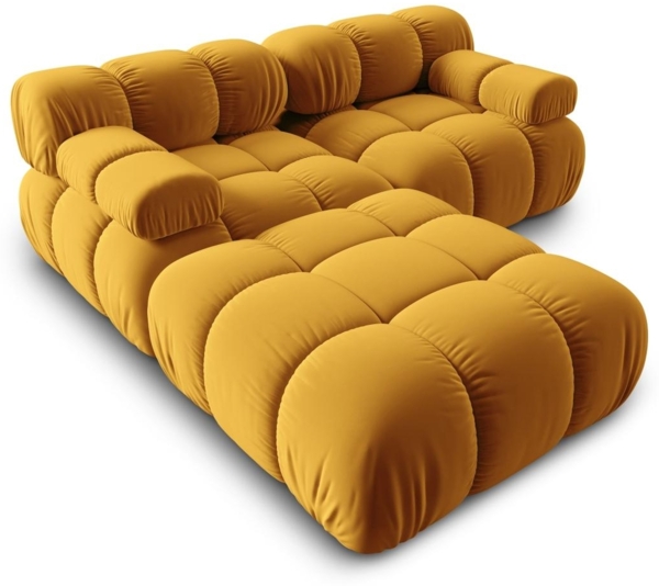 Micadoni Modulares Sofa Bellis 3-Sitzer mit flachem Modul Samtstoff Riviera Gelb Bild 3