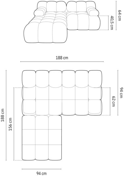 Micadoni Modulares Sofa Bellis 3-Sitzer mit flachem Modul Samtstoff Riviera Gelb Bild 11