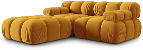 Micadoni Modulares Sofa Bellis 3-Sitzer mit flachem Modul Samtstoff Riviera Gelb Bild 2