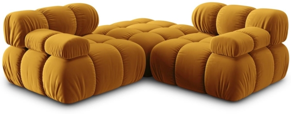 Micadoni Modulares Sofa Bellis 3-Sitzer mit flachem Modul Samtstoff Riviera Gelb Bild 8