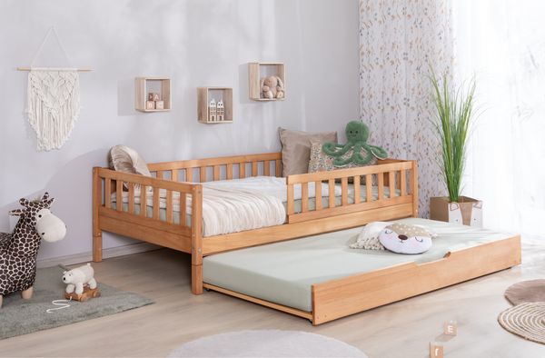 Bodenbett Einzelbett "Mio" 100x200 Buche massiv