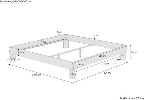 Waschweißes Doppelbett 200x200 Buche Holzbett mit wählbarem Zubehör V-60.87W-20Rollrost und Matratze inkl. Bild 4