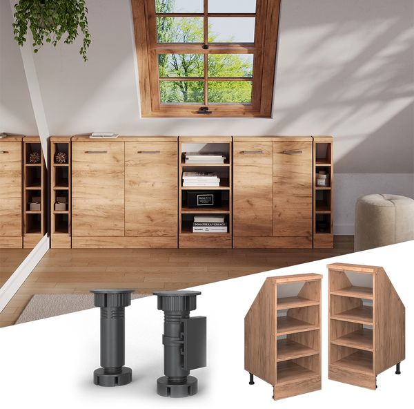 Dachschrägenschrank Rion Goldkraft Eiche 40 x 81.6 cm mit 4 Fächern Vicco Bild 4