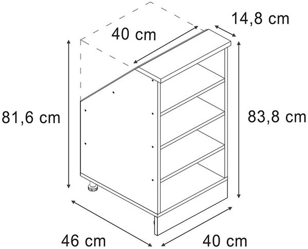 Dachschrägenschrank Rion Goldkraft Eiche 40 x 81.6 cm mit 4 Fächern Vicco Bild 2