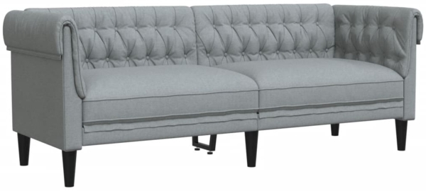 vidaXL Chesterfield-Sofa 3-Sitzer Hellgrau Stoff 372556