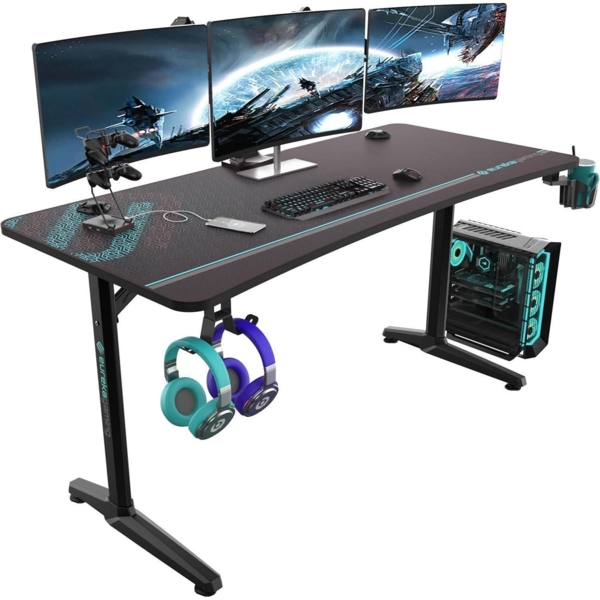 Ergonomischer Gaming Tisch 152x70cm mit Zubehör für Gamer, Home Office