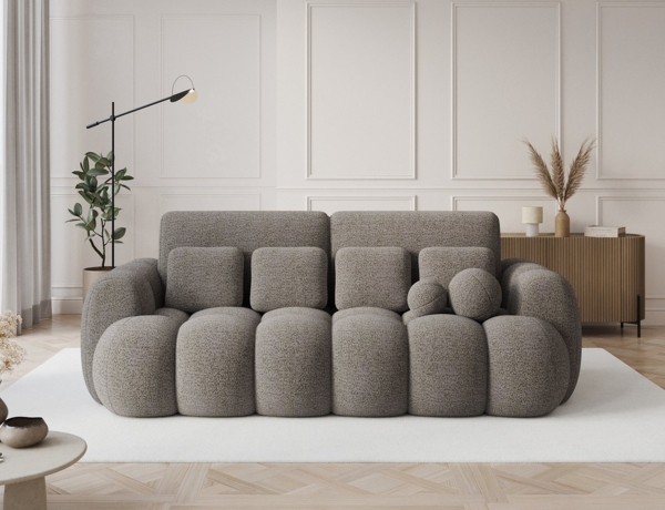 MOEBLO Schlafsofa Elvento, Sitzer Sofa mit Schlaffunktion & Komfortpolsterung – modernes Schlafsofa mit Bettkasten & Zierkissen, Couch Polstermöbel Sitzmöbel Wohnzimmermöbel 3-Sitzer-Sofa Stoffsofa, B 256 × H 105 × T 119 cm