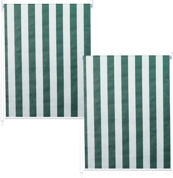 2er-Set Rollo HWC-D52, Fensterrollo Seitenzugrollo Jalousie, 120x230cm Sonnenschutz blickdicht ~ grün/weiß