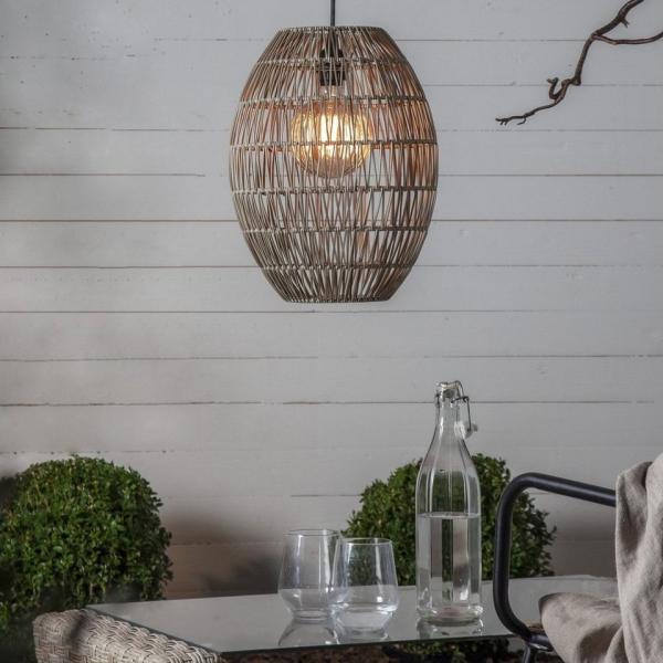 Outdoor Lampenschirm ,Linde' in Rattan-Optik, natur, 40cm