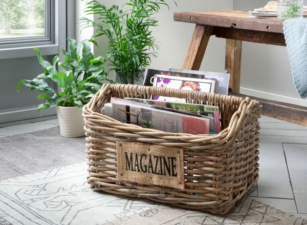 More2Home Dekokorb Zeitungskorb, MAGAZINE, Rattan grau, 46 cm breit