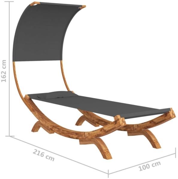 vidaXL Sonnenliege mit Dach 100x200x126 cm Bugholz Massiv Anthrazit 313946 Bild 5