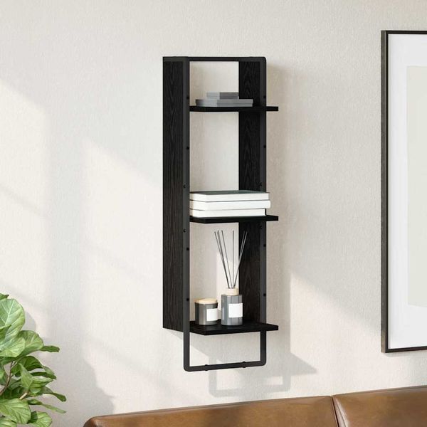 vidaXL Wandregal Schwarz Eichen-Optik 30 x 25 x 100 cm Holzwerkstoff 882843