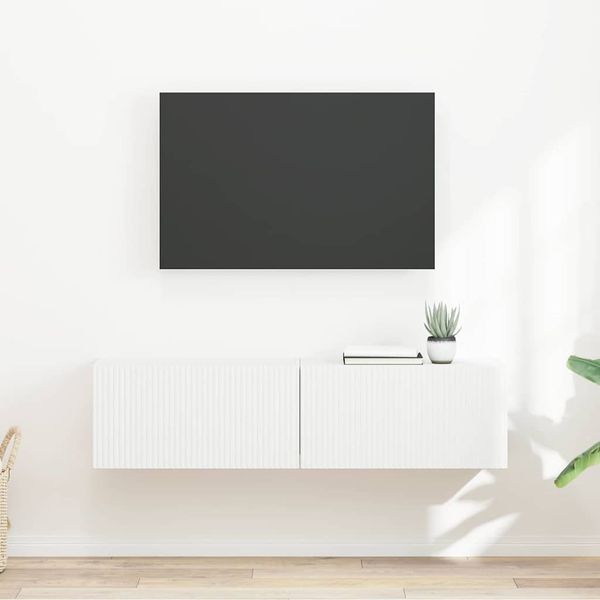 2-tlg. TV-Wandschrank, Fernsehschrank Weiß 60 x 31 x 29,5 cm Holzwerkstoff