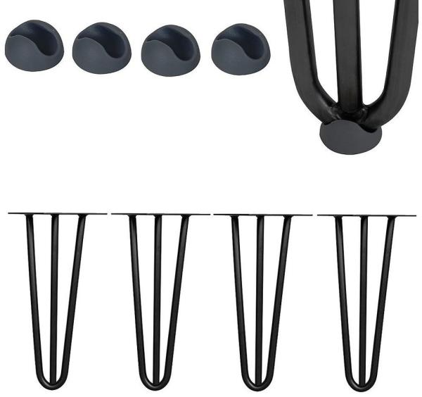 Tischbeine 4er Set Hairpin Leg Haarnadelbeine Tischgestell Tisch Tischkufen Legs Esstisch Harpins Tischbein 3 Streben Stahl - 30 cm