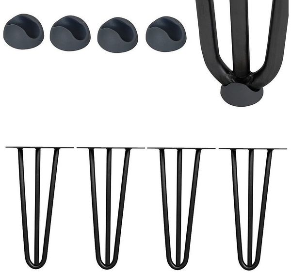 Mucola Tischbein Hairpin 4er Set aus Stahl Haarnadelbeine Tischgestell Tischbeine, DIY-Lösung für individuelle Tischprojekte, mit Bodenschonern