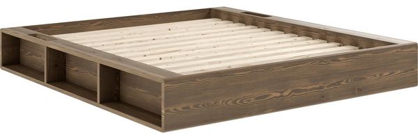Karup Design Futonbett Bettgestell Ziggy Bed – FSC® Massivholz Futonbett, excl. Matratze, mit 6 offenen Fächern, Ablagefläche und minimalistischer Eleganz