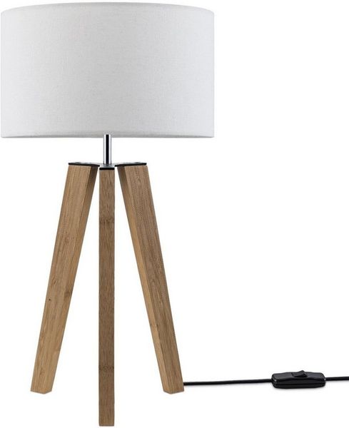 Paco Home Tischleuchte Canvas uni Color, ohne Leuchtmittel, Stehlampe Vintage Fuß LED Lampe Wohnzimmer Skandinavischer Stil E27