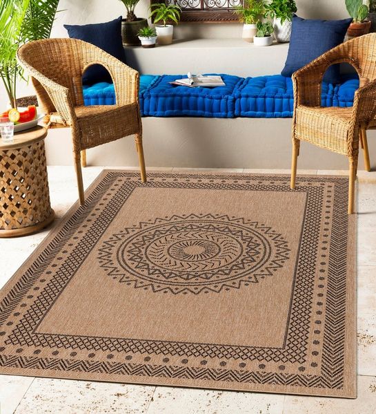 Carpettex Outdoorteppich Vintage Design, Läufer, Höhe: 5 mm, Outdoor Teppich Vintage Design Natur Optik für Küche Balkon Terrasse