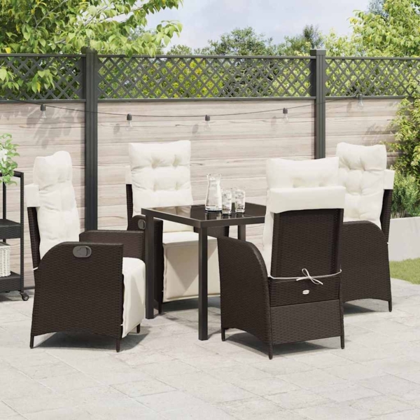 vidaXL Garten Essgruppe 5 pcs Braun Poly Rattan 3380541 Bild 3