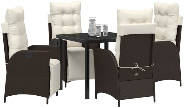 vidaXL Garten Essgruppe 5 pcs Braun Poly Rattan 3380541 Bild 2