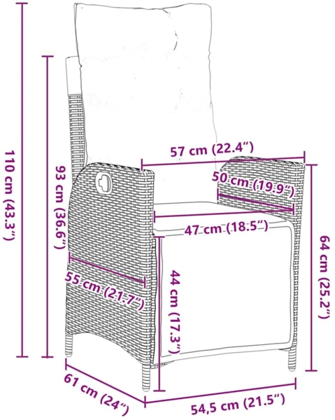vidaXL Garten Essgruppe 5 pcs Braun Poly Rattan 3380541 Bild 9