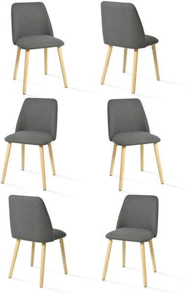 GOEURVANT 421 Esszimmerstühle 6er-Set, Webstoff - Dunkelgrau