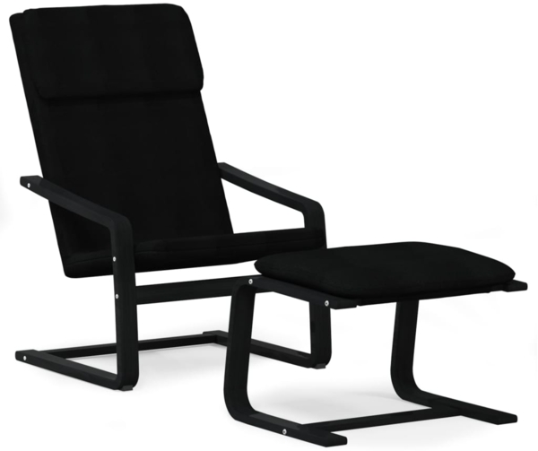 vidaXL Relaxsessel mit Hocker Schwarz Stoff 3154419