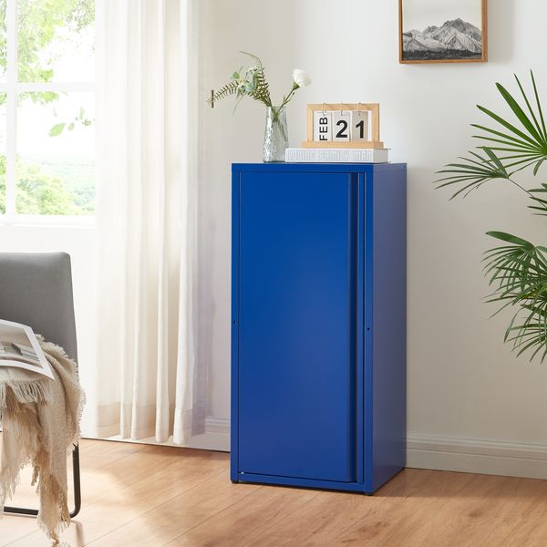 [en. casa] 'Burlöv' Metallschrank, Stahl, 88 x 40 x 35 cm, Blau
