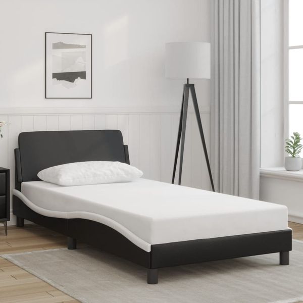 vidaXL Bettgestell "Dover" Schwarz und Weiß 100x200 cm Kunstleder 373143