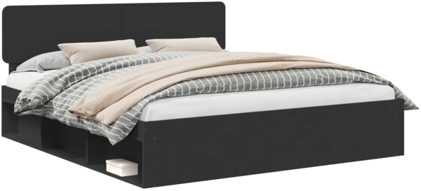 vidaXL Bettrahmen Schwarz 180 x 200 cm Massives Kiefernholz 3412043