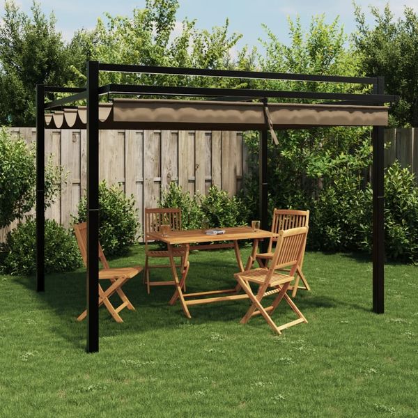 vidaXL Gartenpavillon mit Ausziehbarem Dach Taupe 3x3 m Aluminium 4003970