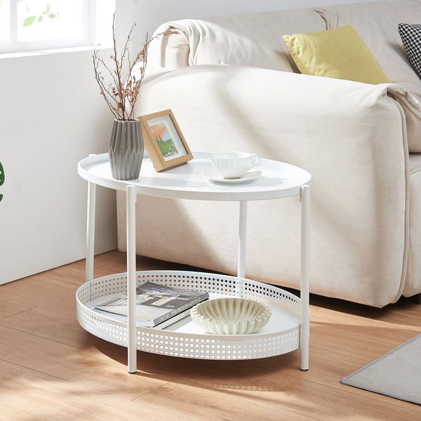 Couchtisch Jäller Metall 66x51x44 cm Weiß [en. casa]