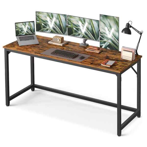 VASAGLE Tisch, Computertisch, Bürotisch, 160 x 60 x 76 cm, für Arbeitszimmer, Schlafzimmer, Wohnzimmer, vintagebraun-tintenschwarz
