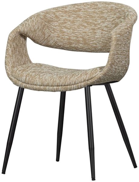 Esszimmerstuhl Yossi aus Webstoff, modernes Design mit Metallgestell, sand / schwarz, gepolstert für zeitgemäßen Komfort