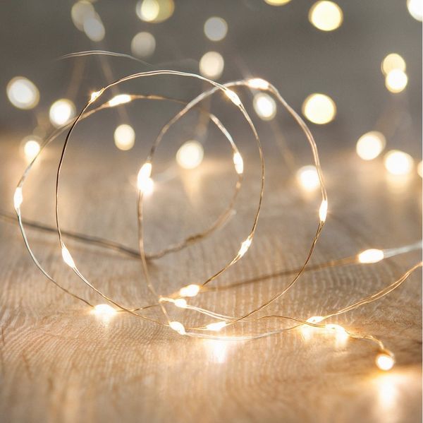 Lights4fun LED-Lichterkette 50er Micro USB Lichterkette warmweiß