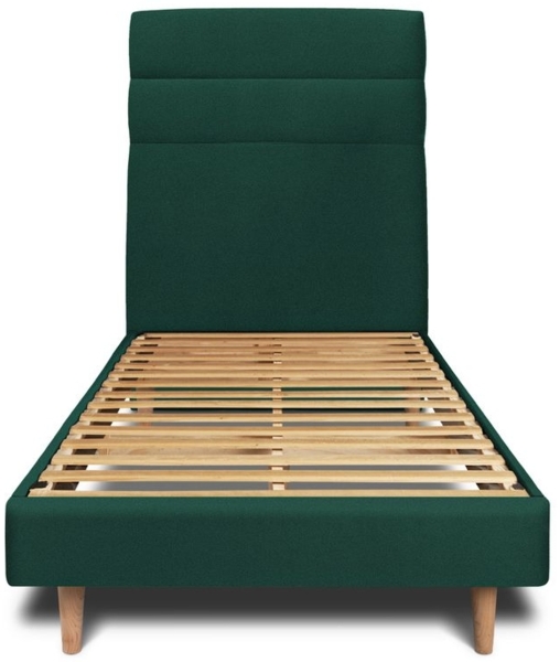 Bett mit gefüttertem Kopfteil – Samtstoff - 90 x 200 cm