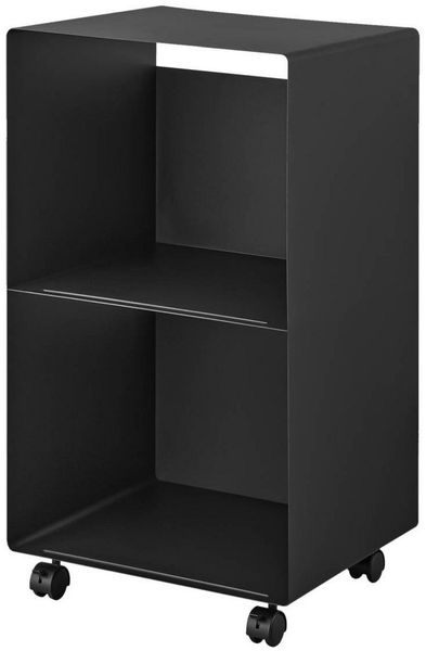 Yamazaki Regal Tower Schallplattenregal 2 Ebenen Metall Aufbewahrung Ständer, - 1-tlg, 2 Ebenen, 4 Rollen, Stellfläche für das Cover der aufgelegten Platte